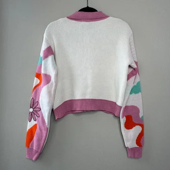 POWERPUFF GIRLS x SKINNYDIP Cropped Cardigan Womens M Medium Retro Sweater HTF - Picture 2 of 7
